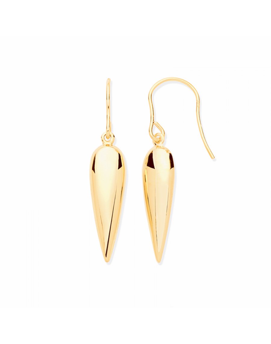 9ct Gold Elongated Drop Earrings T T Jewellers